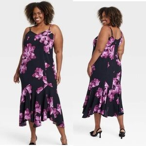 NEW Ava & VIV Mermaid Midi Dress Floral Sleeveless 1X Wedding Cocktail Valentine